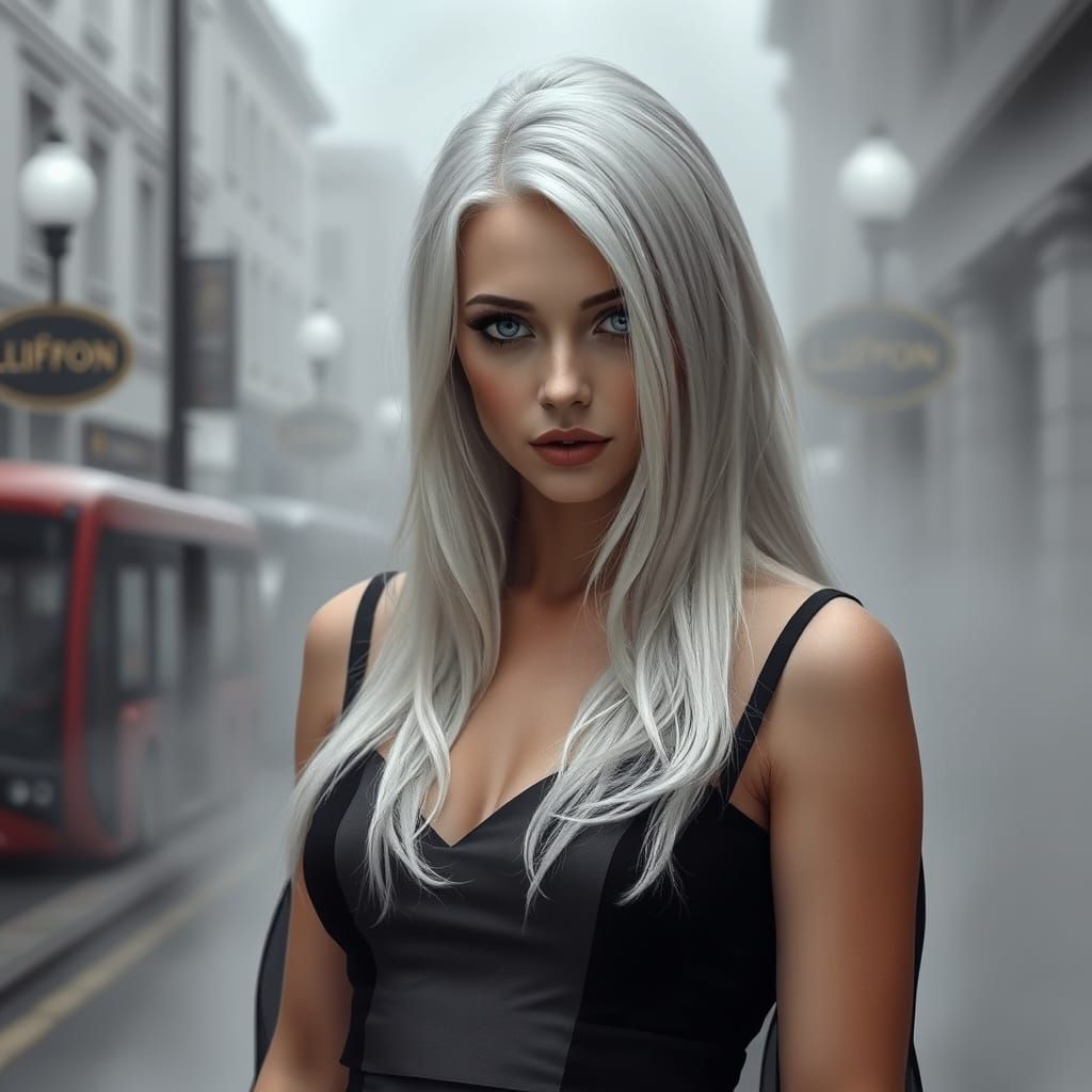 Ethereal Pinup Goddess in Smoky London Night