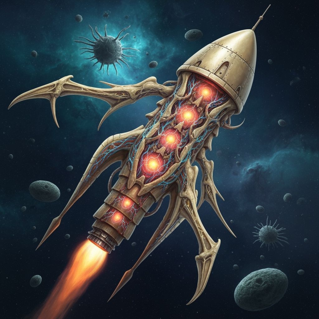 Surreal Living Rocket Ship in Deep Space