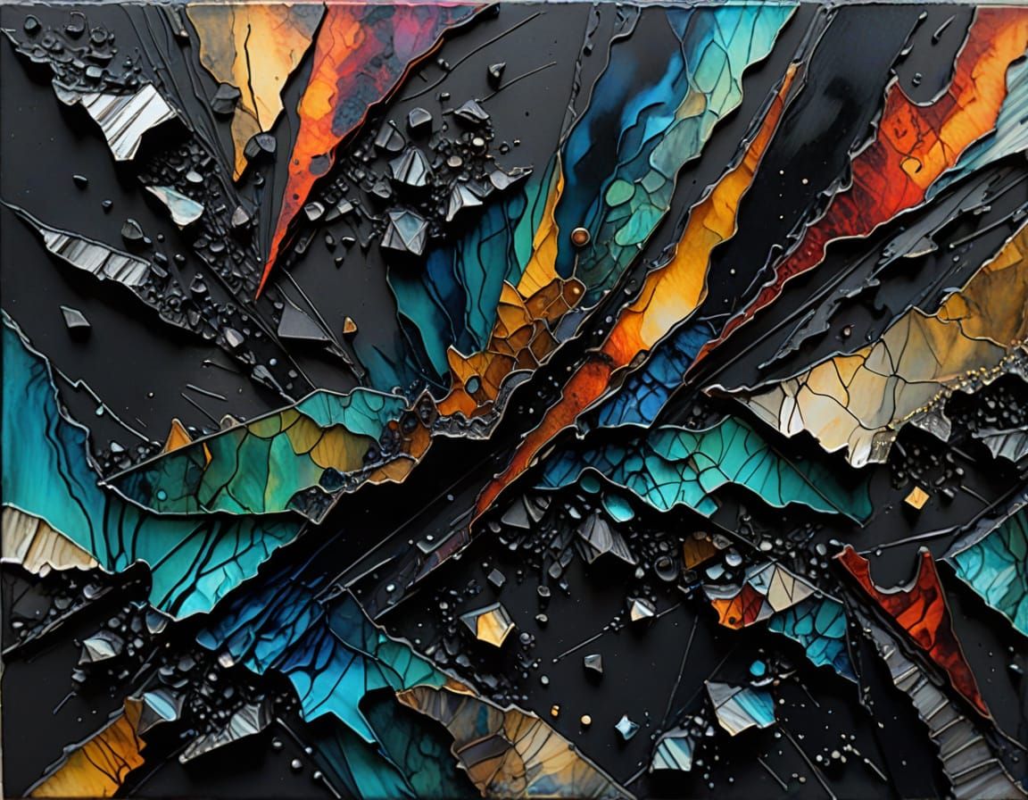 Prismatic Glass Shattering in 3D Layered Collage
