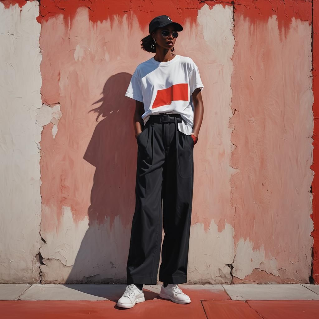 Oversized Black Streetwear with Wide-Leg Trousers