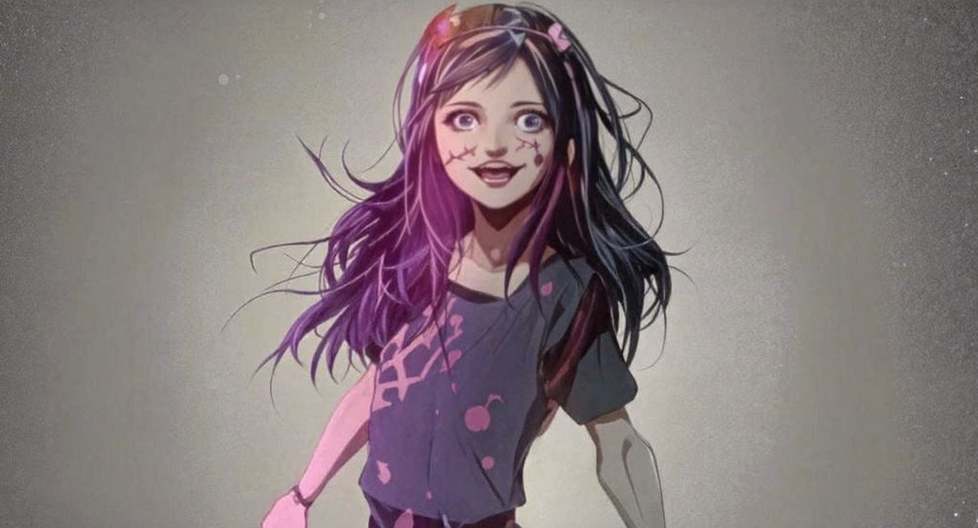 Anime Girl with Evil Smile and Blue Eyes