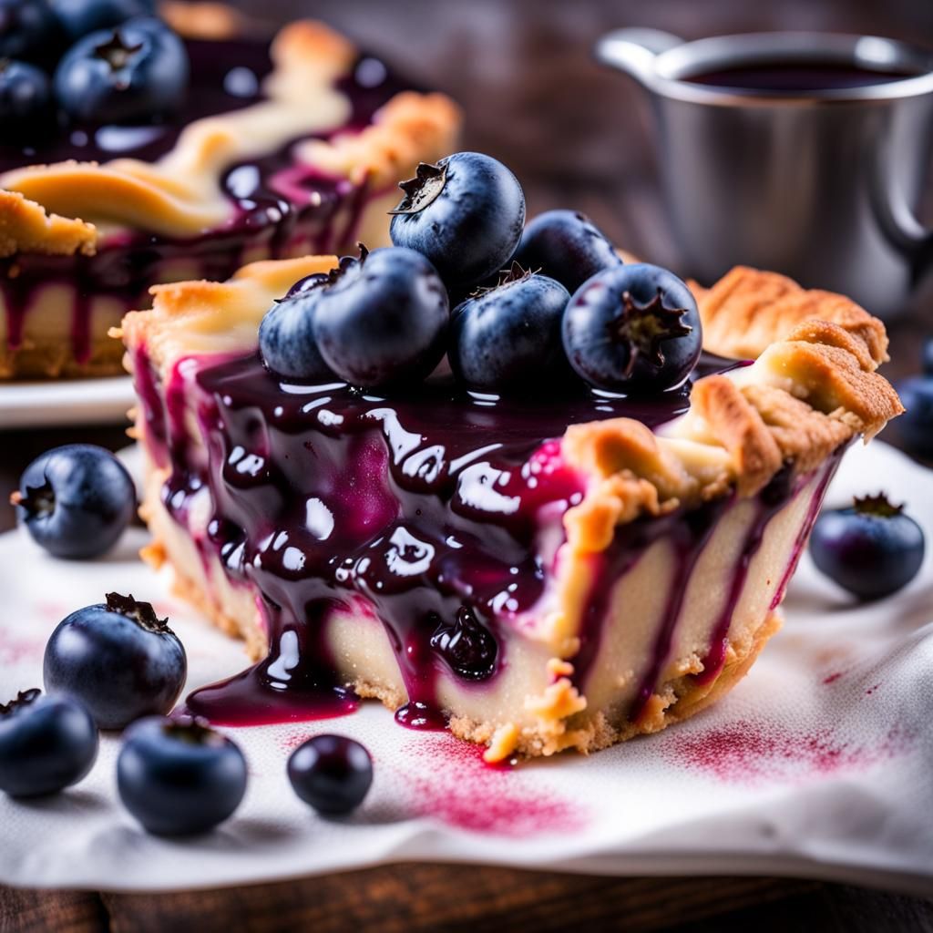 Studio Photo of Steaming Blueberry Pie