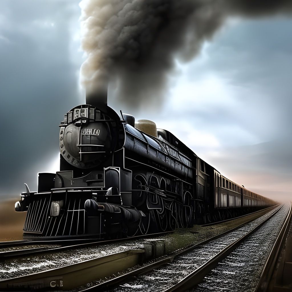 Dramatic Train Under Full Moon: Digital Matte Painting