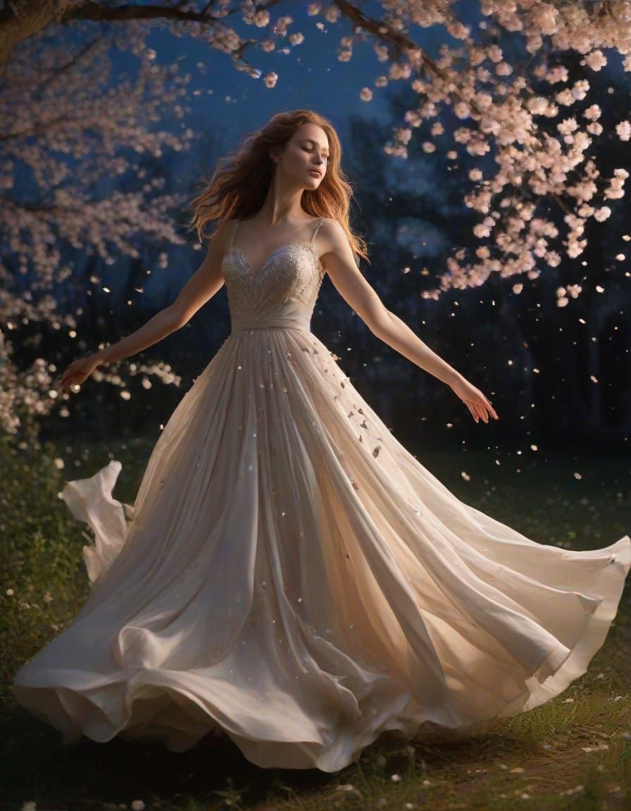 Ethereal Gown Adrift in Celestial Breeze
