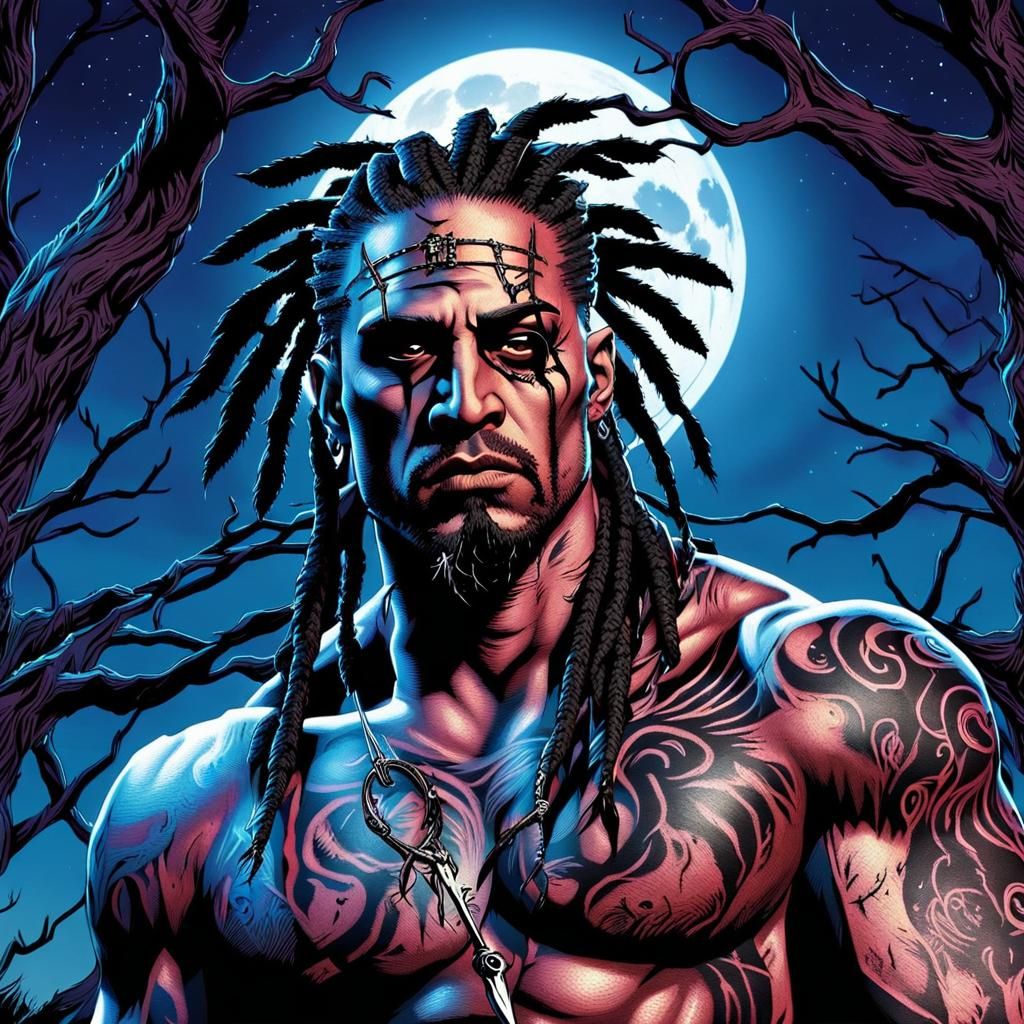 Dark Fantasy Rockstar in Eerie Comic Art