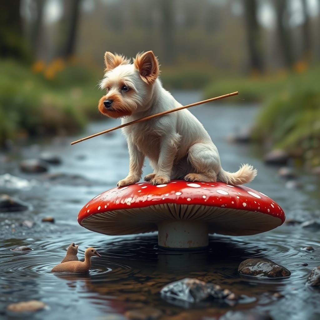 Canine Fantasy on a Mushroom Throne