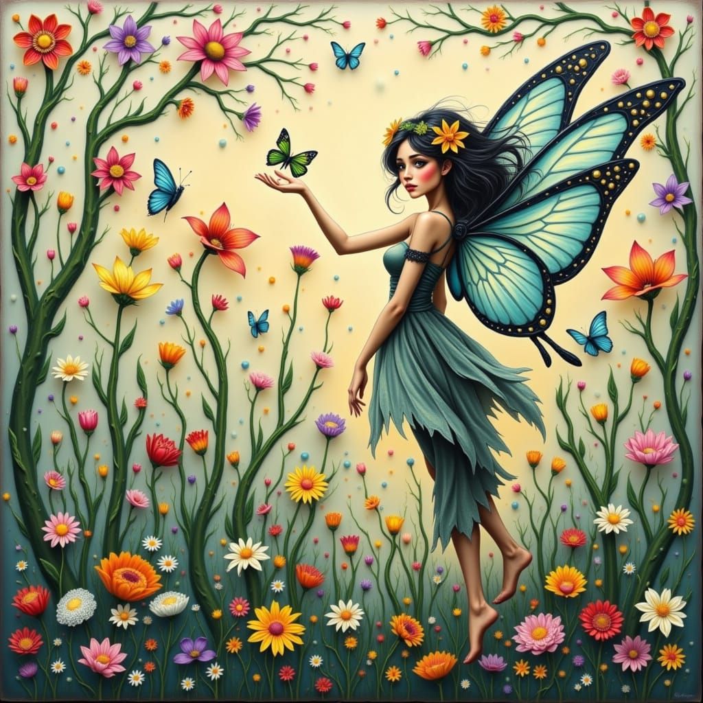 Whimsical Fairy Impasto Painting