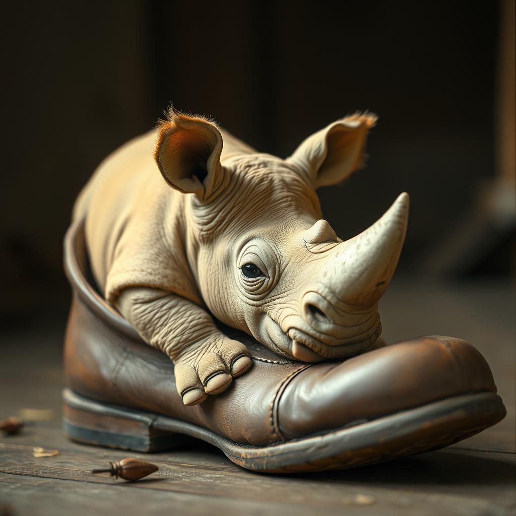Baby Rhino's Cozy Shoe Sanctuary: A Whimsical Fairytale