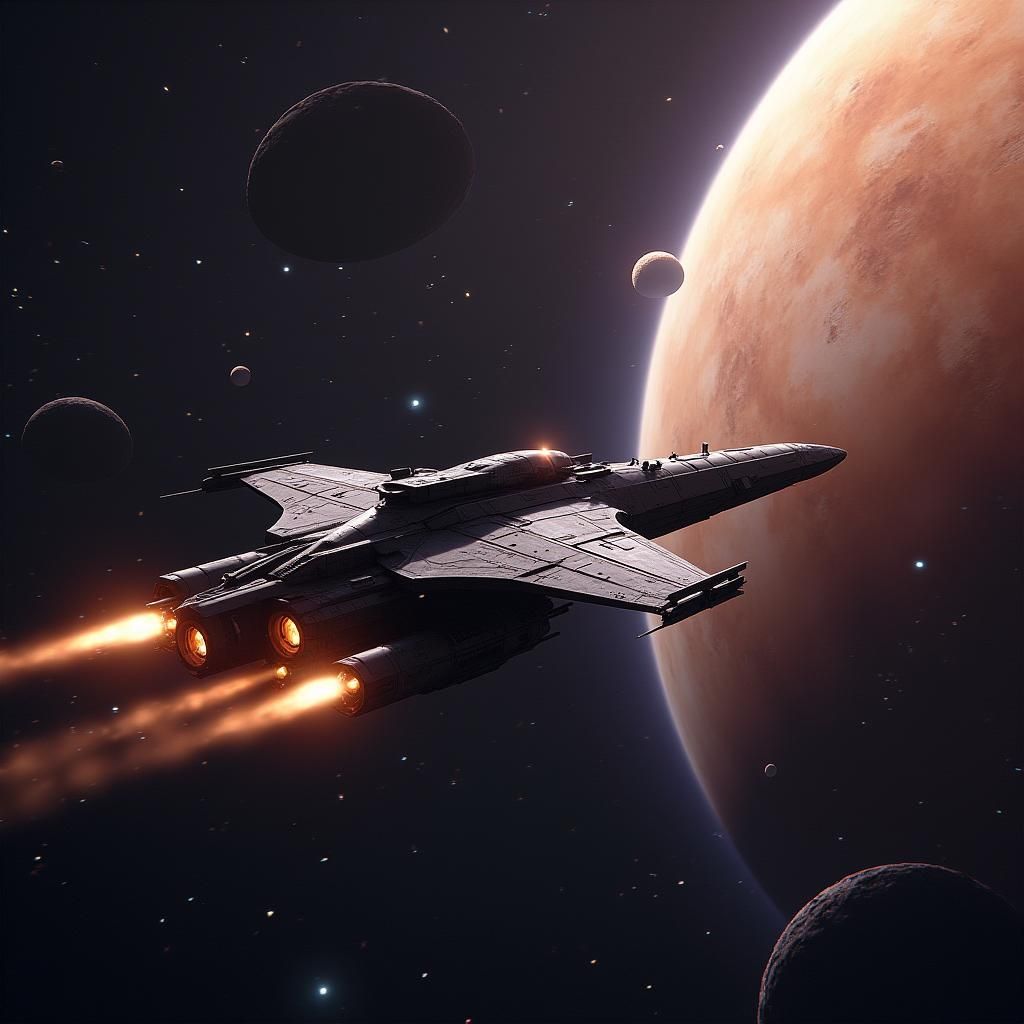 Fighter Craft Attacking Space Installation