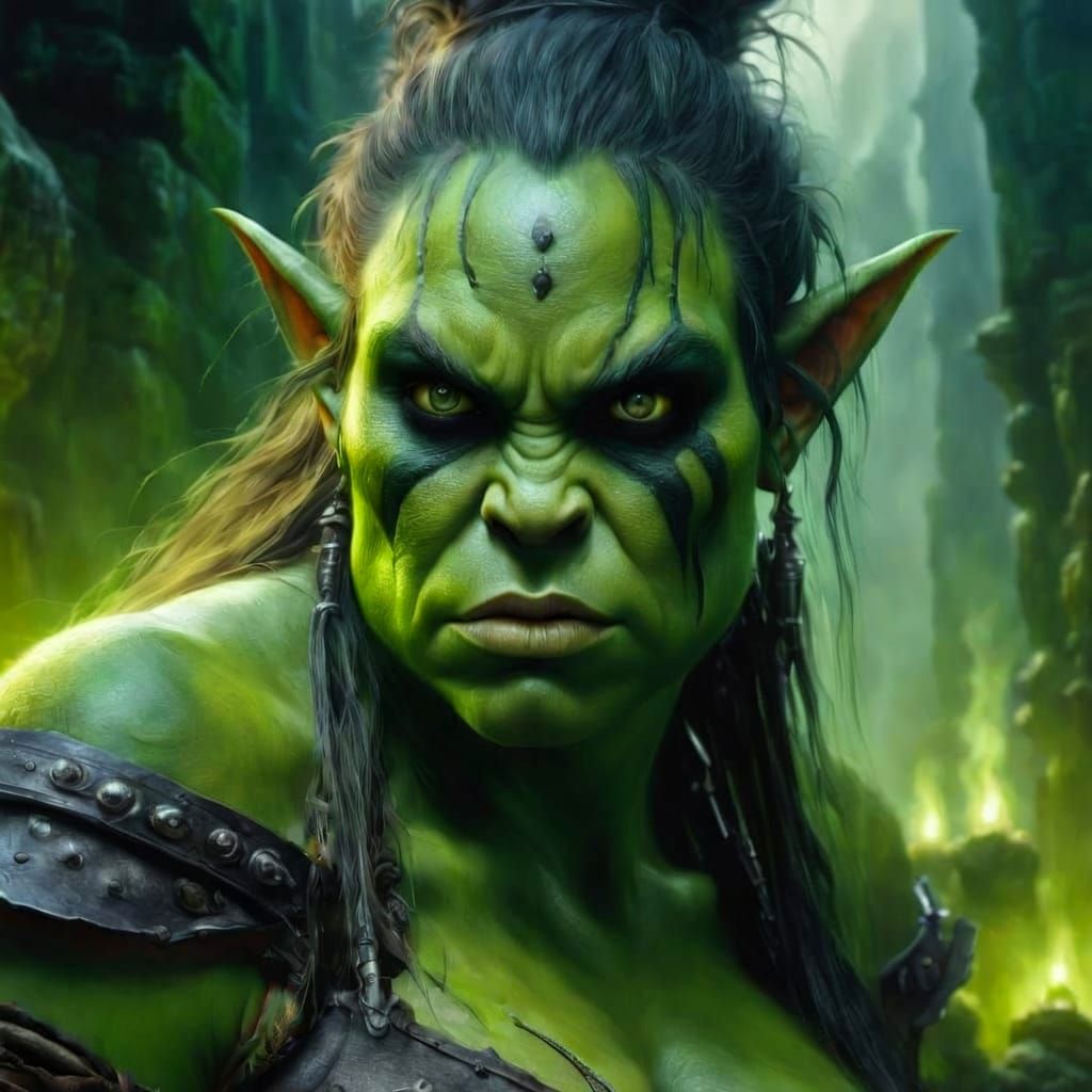 Sensual Ogre Nymph in Hyperrealistic Oil Painting