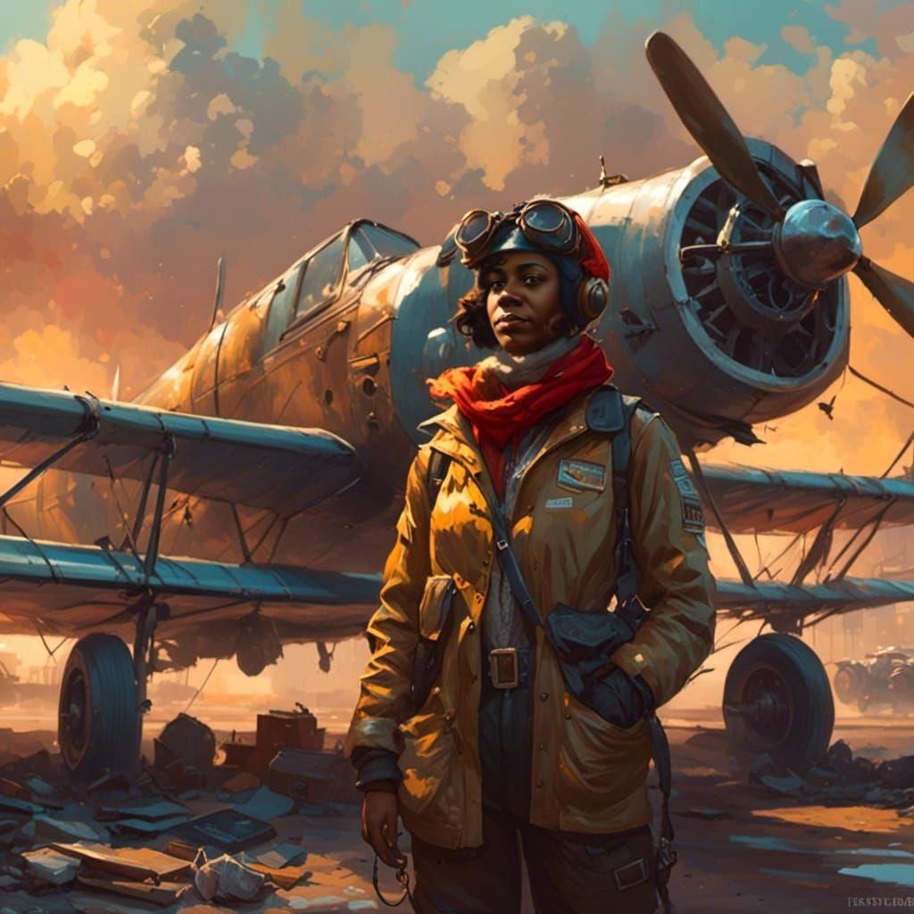 Bessie Coleman, Aircraft Pilot, in Art Deco Style