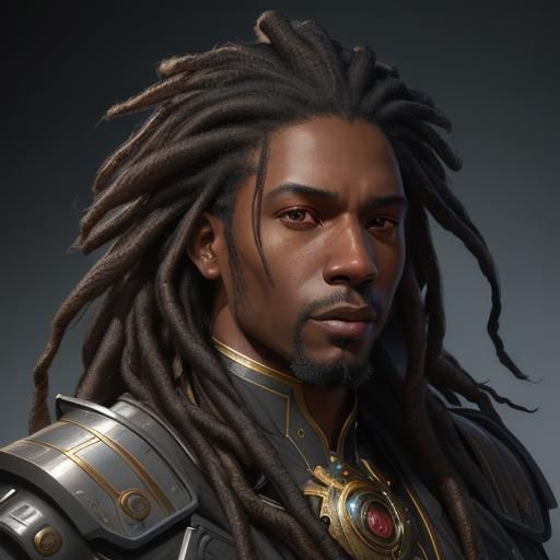 Detailed Portrait of Black Man with Locks