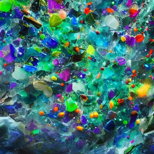 Melted smashed smashed glass and marbles abstract painting d...