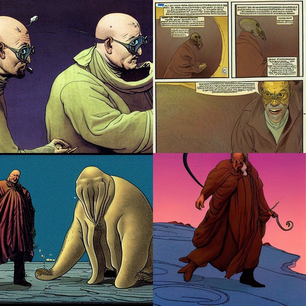Surreal Walruses in Moebius Style
