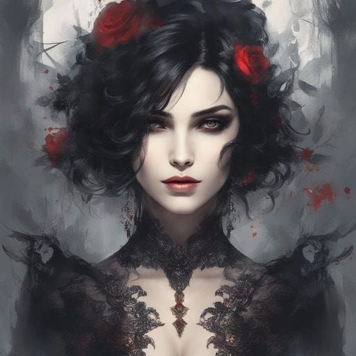 Gothic Beauty in Dark Lingerie: A Royo-Inspired Masterpiece