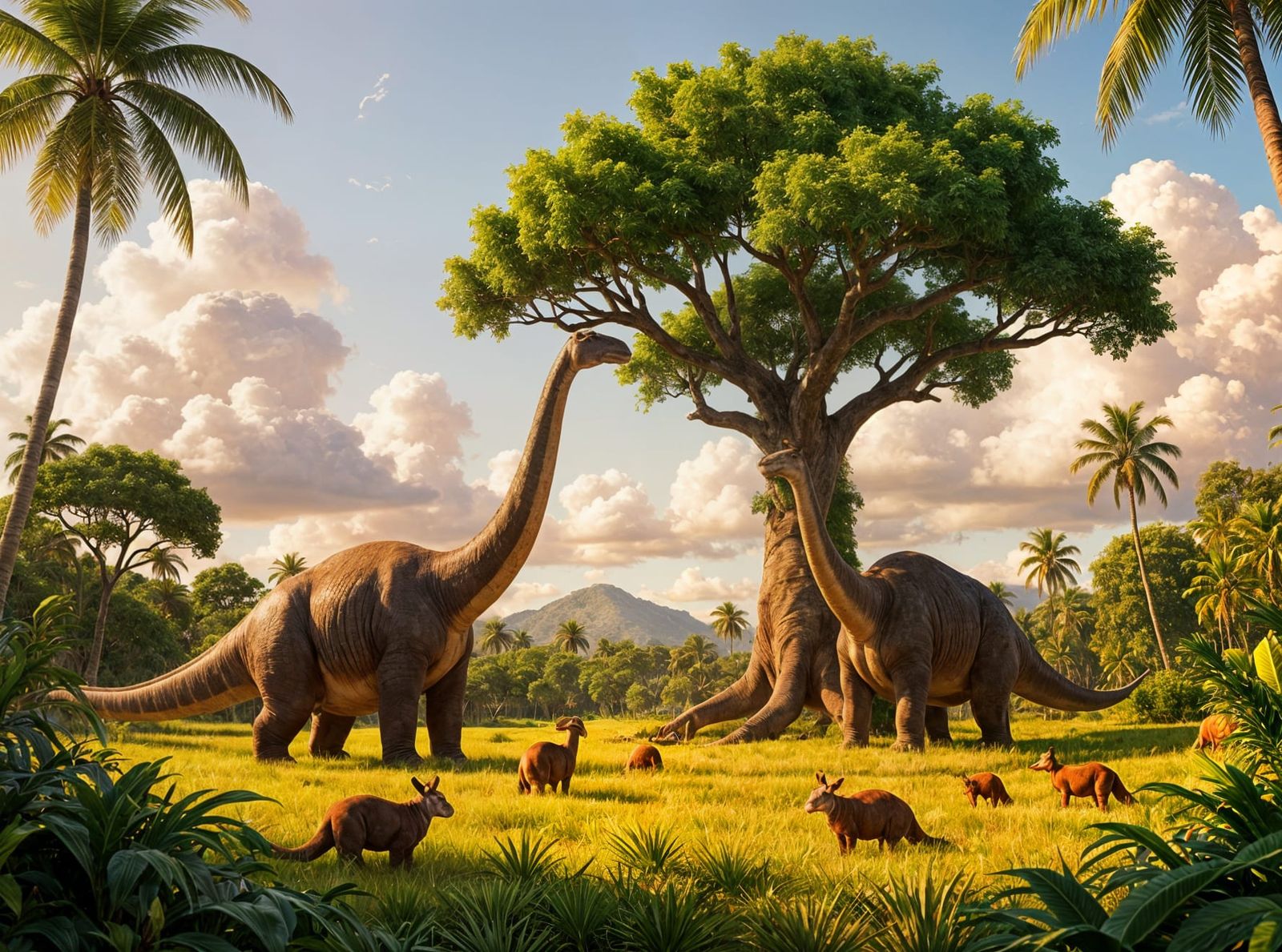 Animated Jurassic Landscape with Brachiosaurus