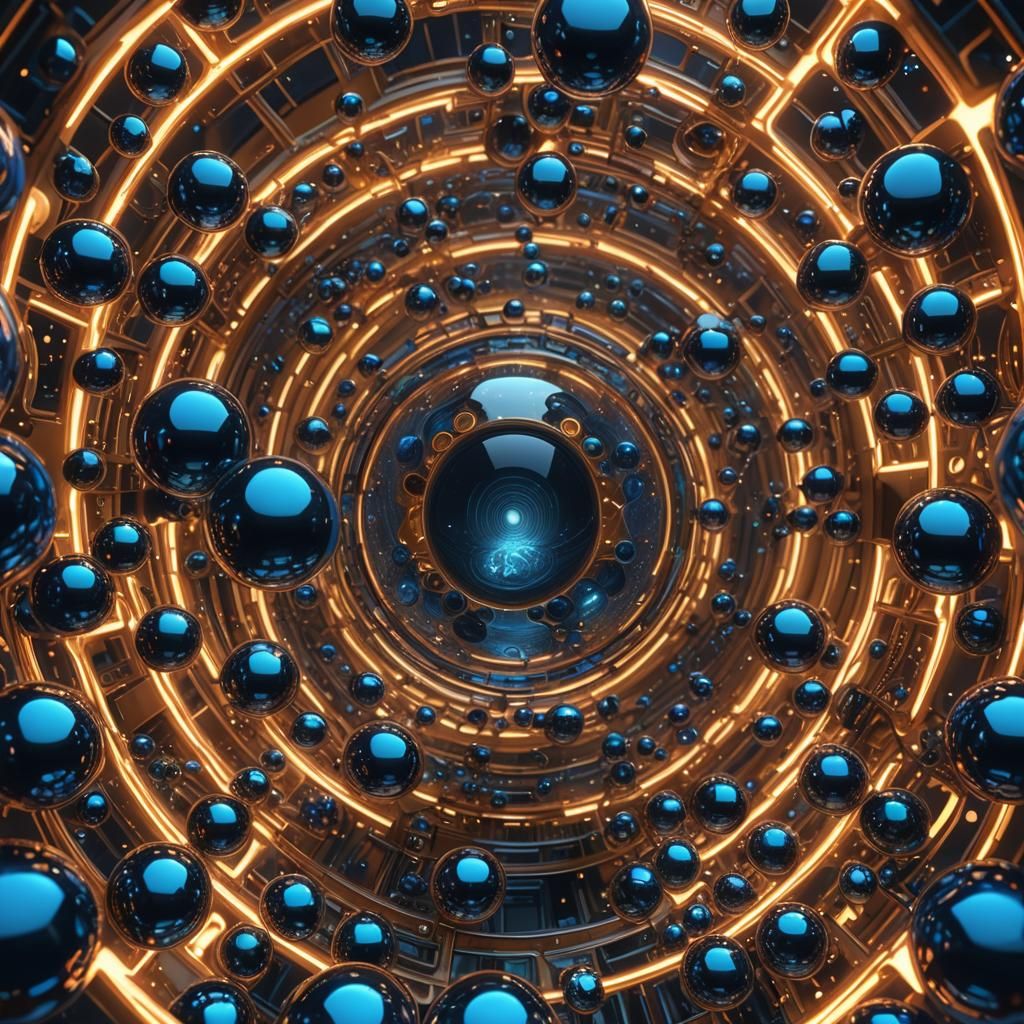 Futuristic Fire and Blue Tunnel Inspired by Klimt