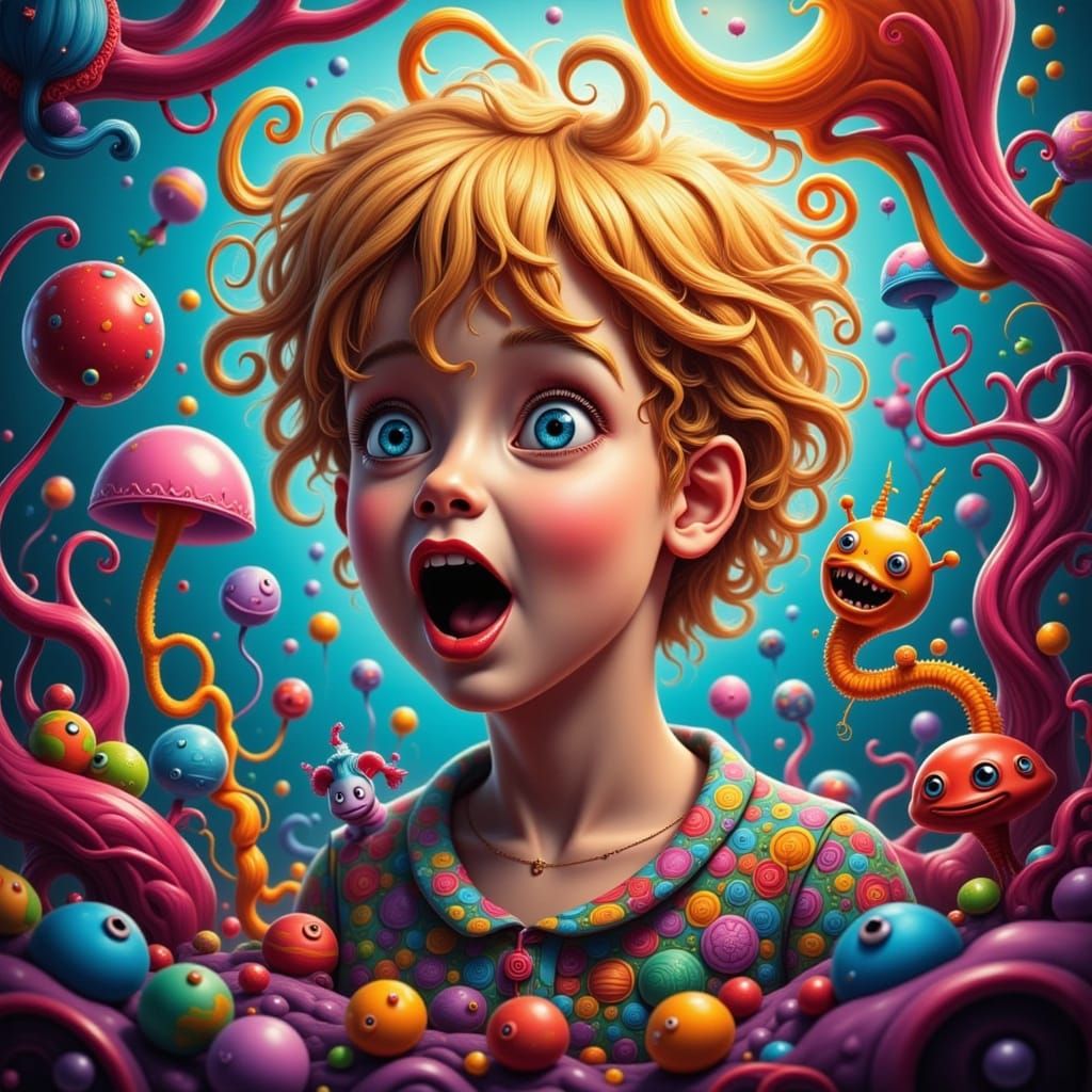 Ethereal European Youth in Whimsical Candyland Art