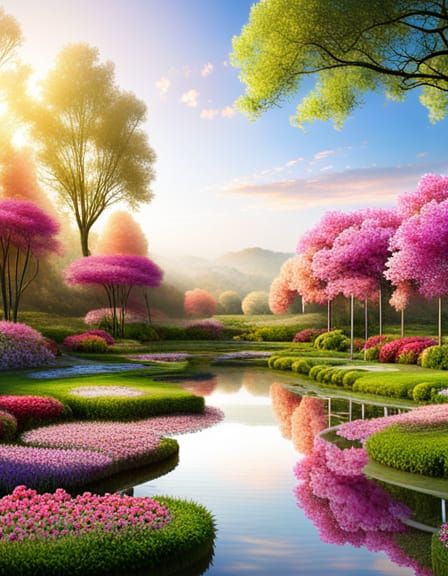 Ethereal Garden with Radiant, Glowing Flowers