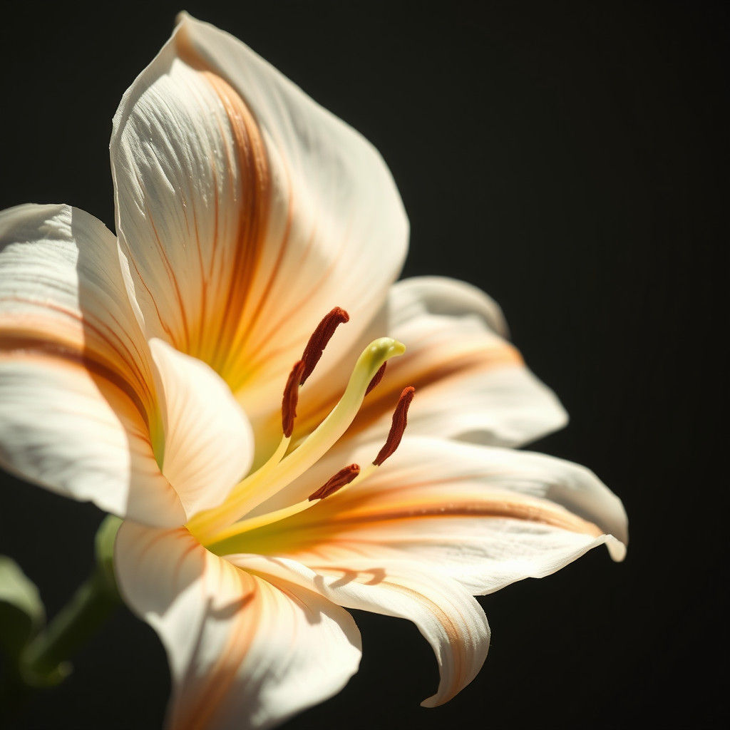 Tiger Lily Bloom in Dreamlike Minimalist Style