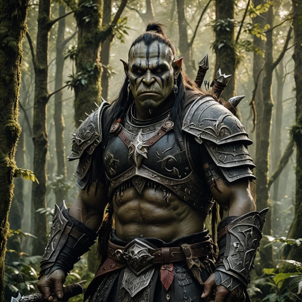 Uruk-Hai Warrior Portrait in Fantasy Forest