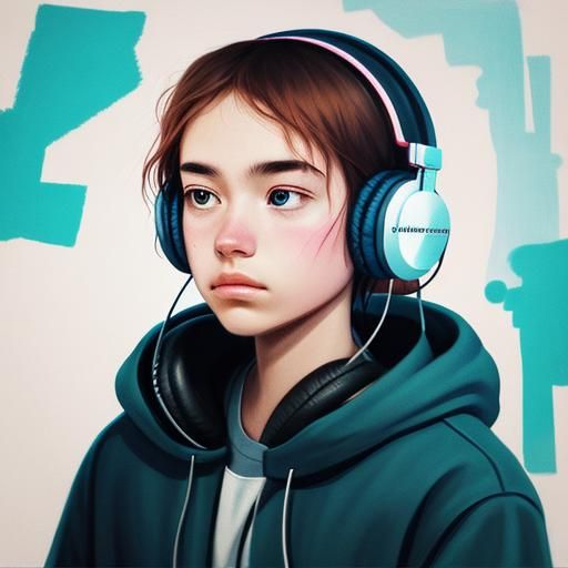 Abstract Person Listening to Lofi Music