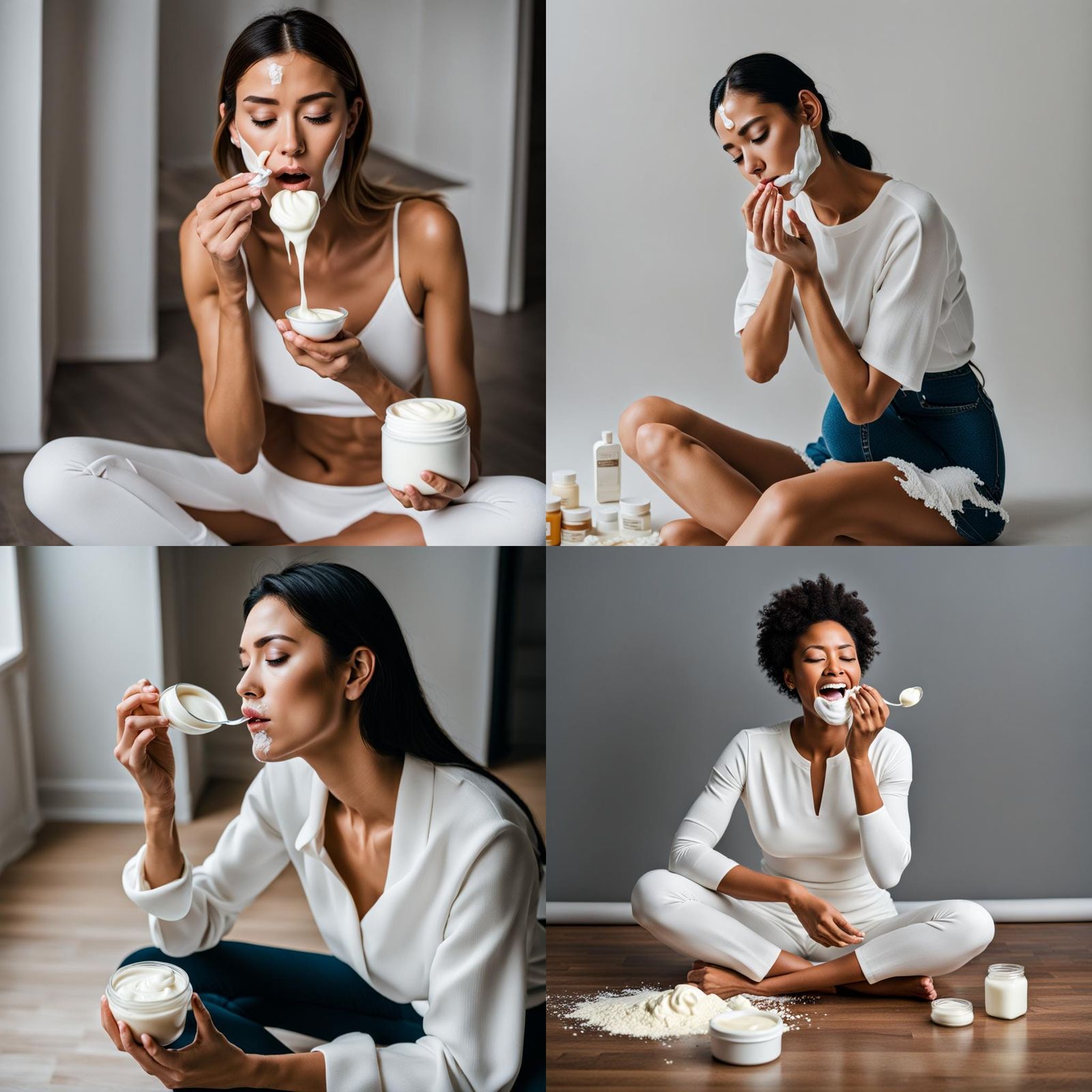 Woman Eating Cream