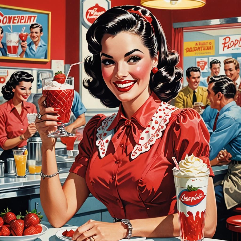 American Retro Pin-up Food Pop Art v4 🎨🍓