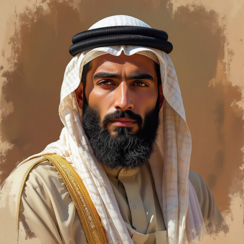 Devout Muslim Man Portrait in Realistic Digital Art Style