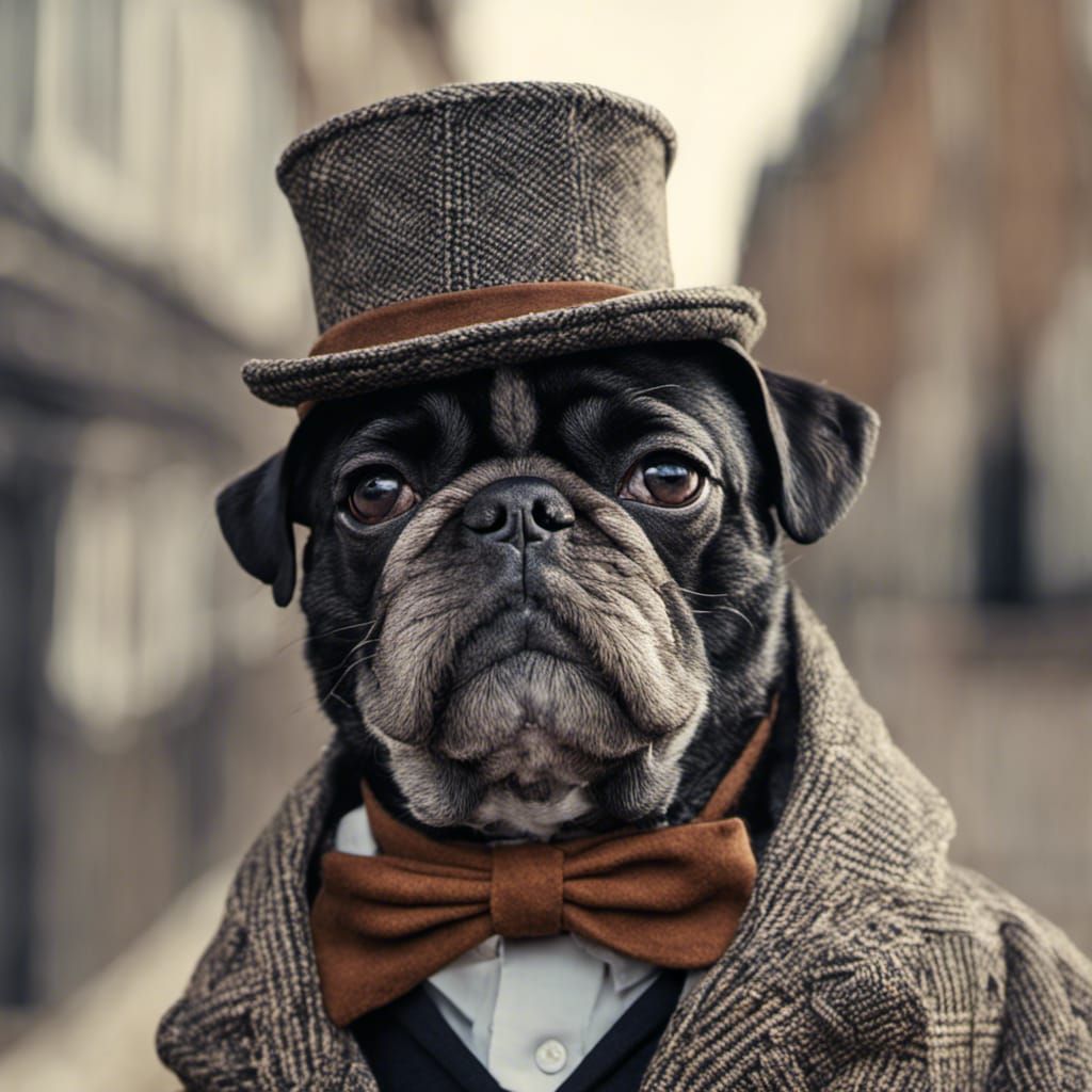 Sherlock Bones: Pug Detective in Deerstalker Hat