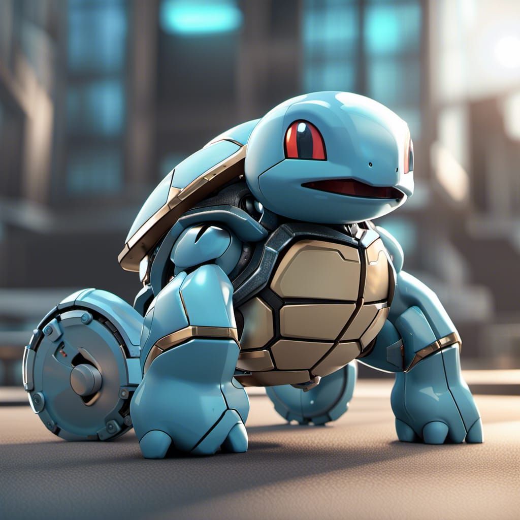 Futuristic Sci-Fi Mecha Squirtle in 8K