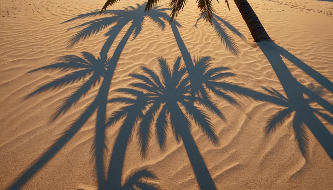 Palm Shadow on Beach in Tropical Fantasy Style