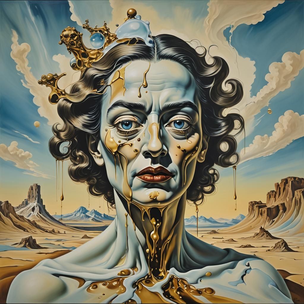 Surreal Melting Figure in Salvador Dali Style