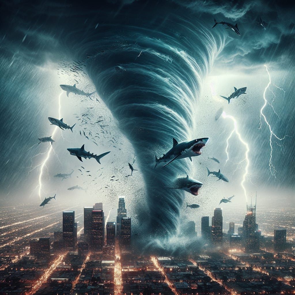 Los Angeles Sharknado Disaster in 16K Resolution