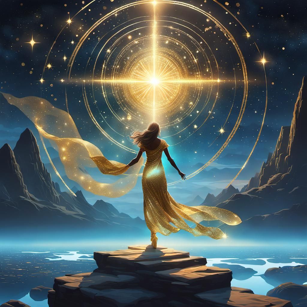 Cosmic Dreamscape: Mysterious Figure in Ethereal Midnight