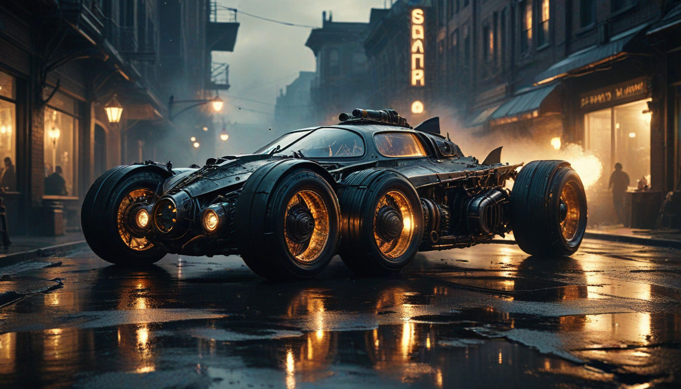 Surreal Steampunk Batmobile Drives Down Main Street in Canto...