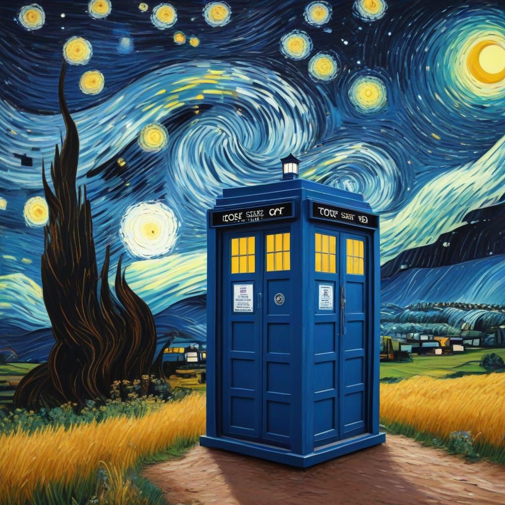 Tardis in Starry Night - Van Gogh Style