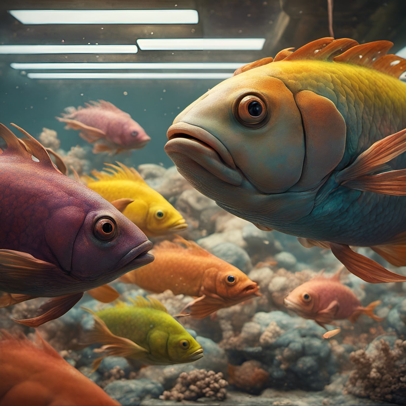 Colorful Alien Fish: Hyperreal Painting