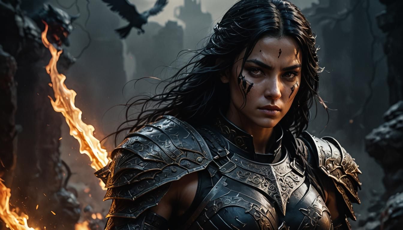 Epic realistic, diablo 4 wallpaper, female main character in...