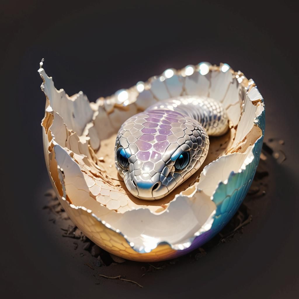 Iridescent Cobra Snakelet Emerges in Digital Art