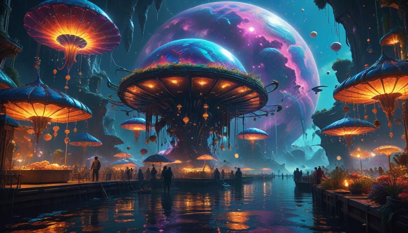 Psychedelic Alien Bazaar in a Gaseous Atmosphere