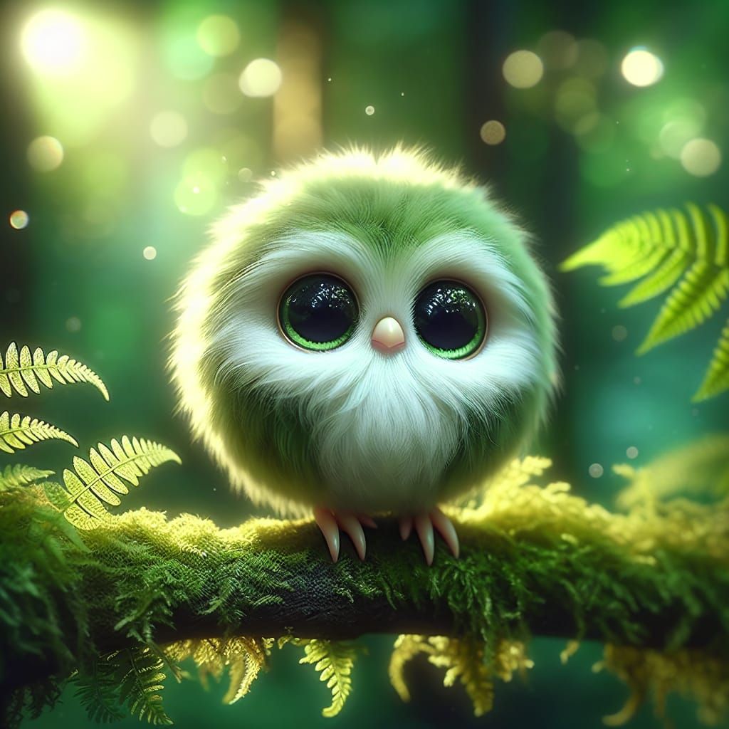 Adorable Bird-like Creature in Dreamy Forest Setting