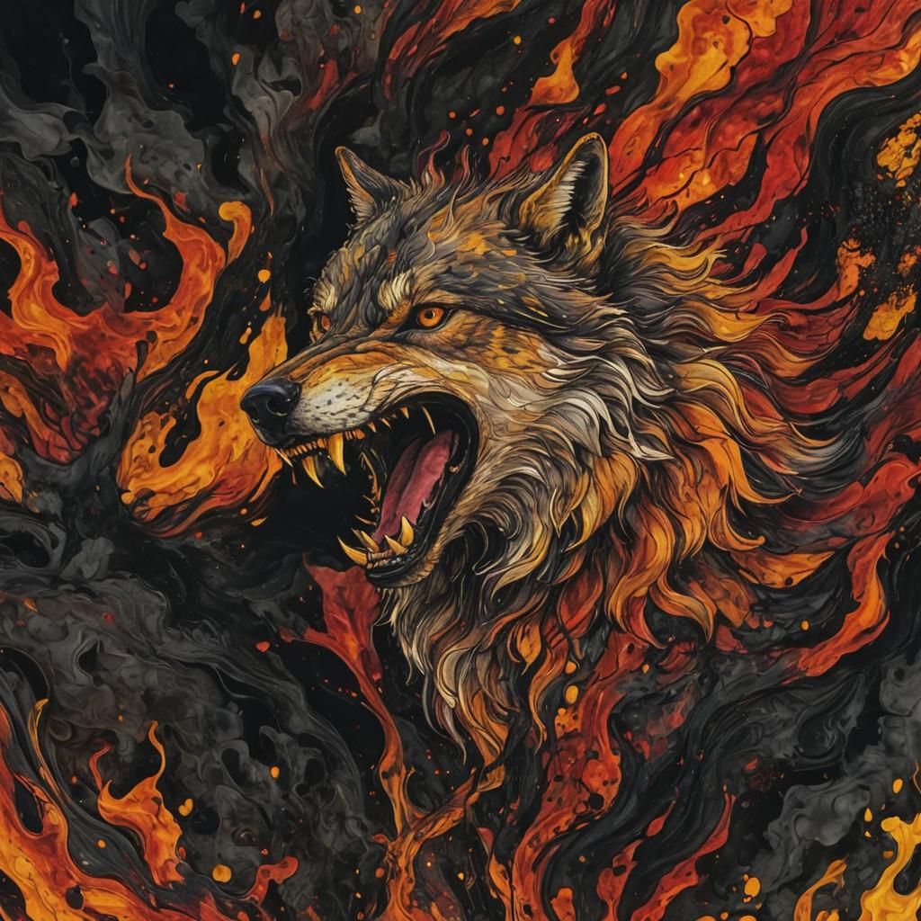 Fiery Wolf: Abstract Expressionism in Alcohol Ink