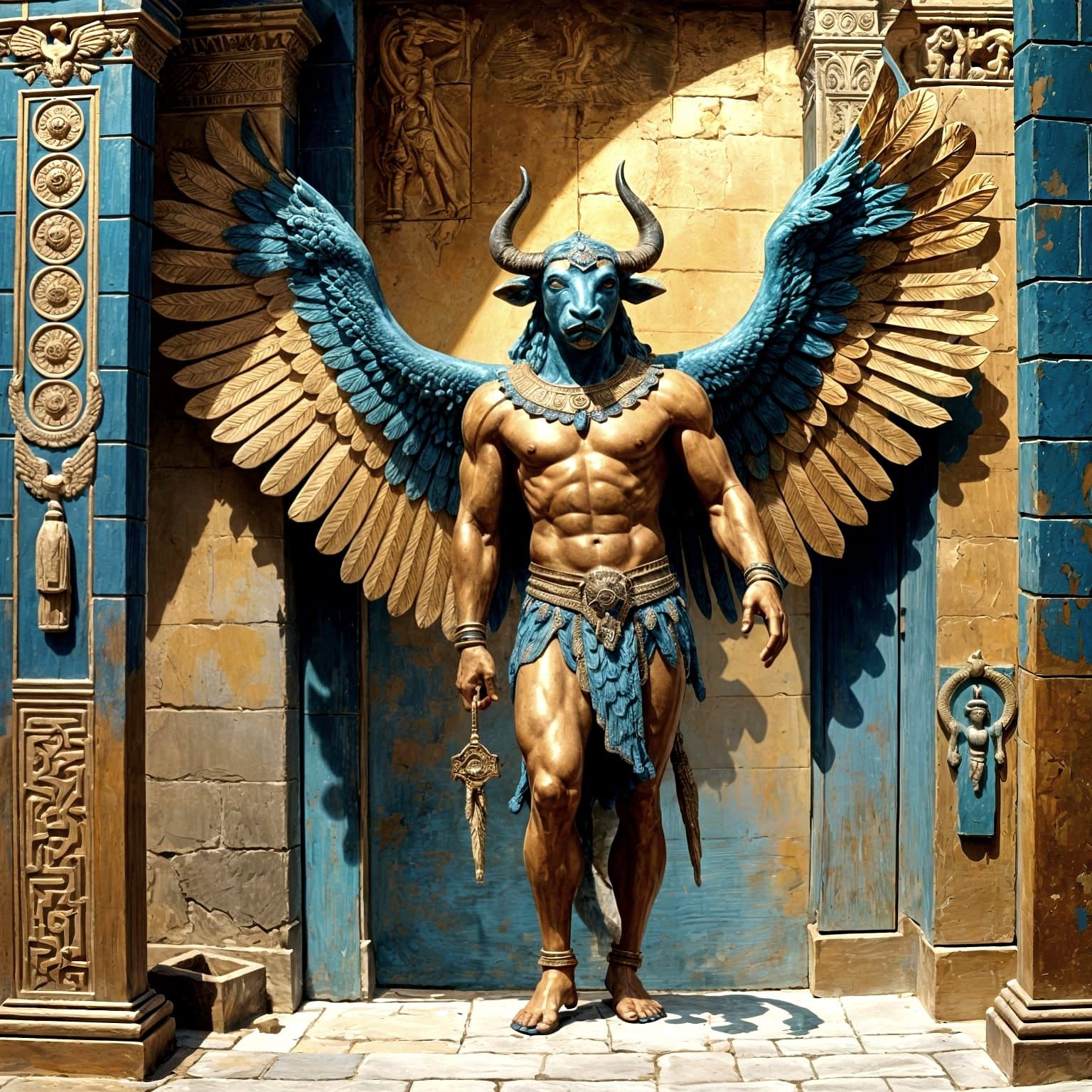 lamassu, Assyrian protective deity.