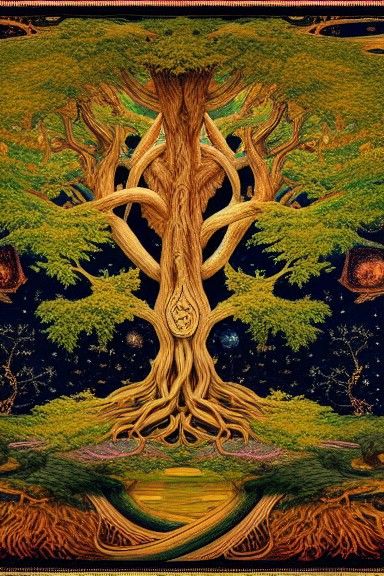 Yggdrasil Tapestry: Norse Mythology's World Tree