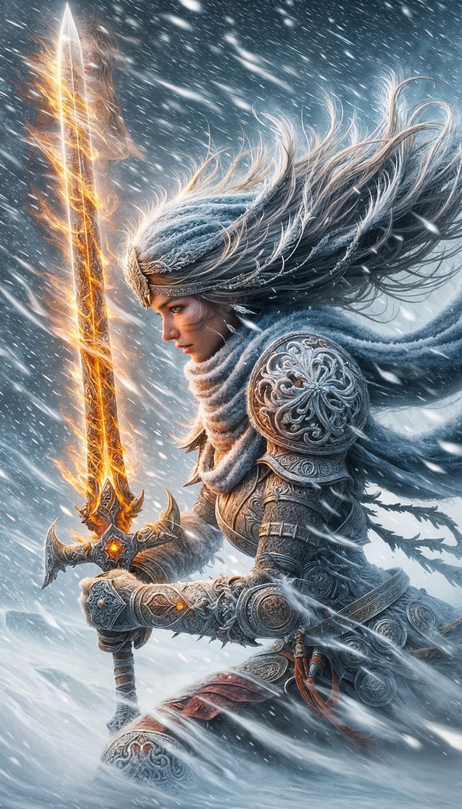 Middle Eastern Warrior in Blizzard