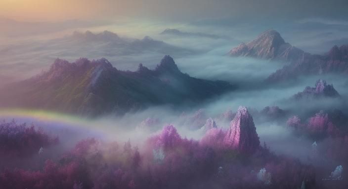 Ethereal Aerial View of a Fantasy Crystal World