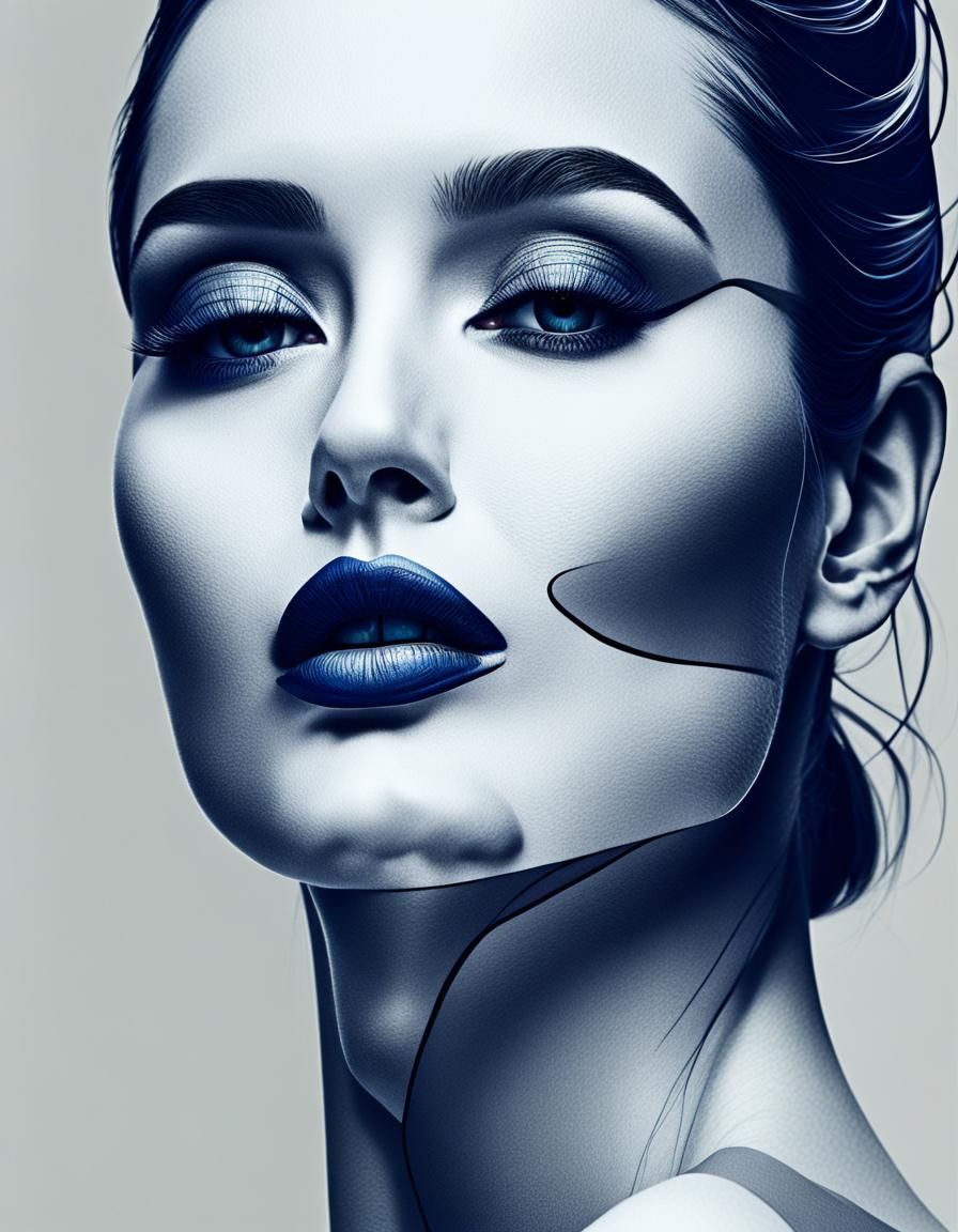 Abstract Minimalist Portrait in Luxury Pop Art