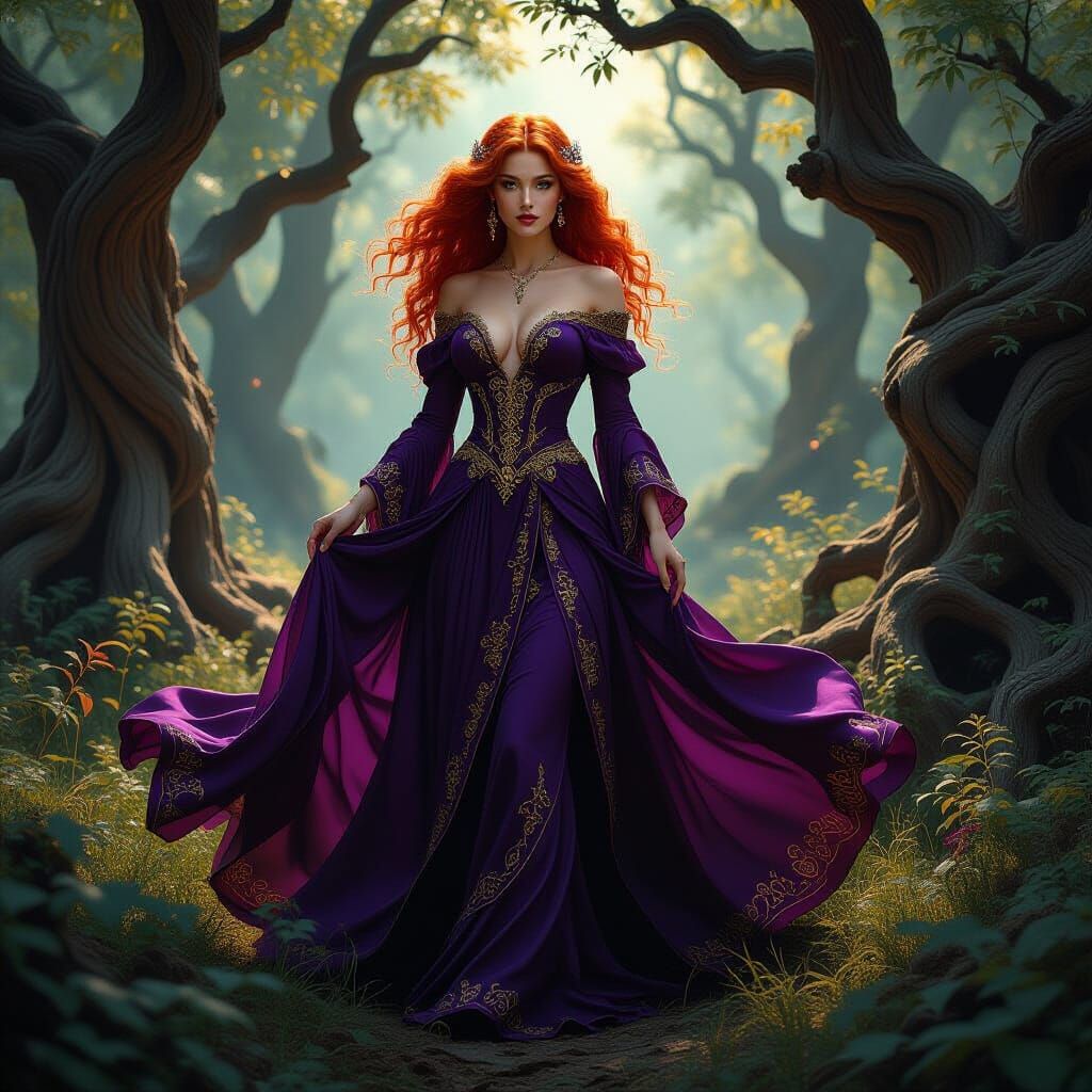 Mystical Forest Lady in Dark Fantasy Style
