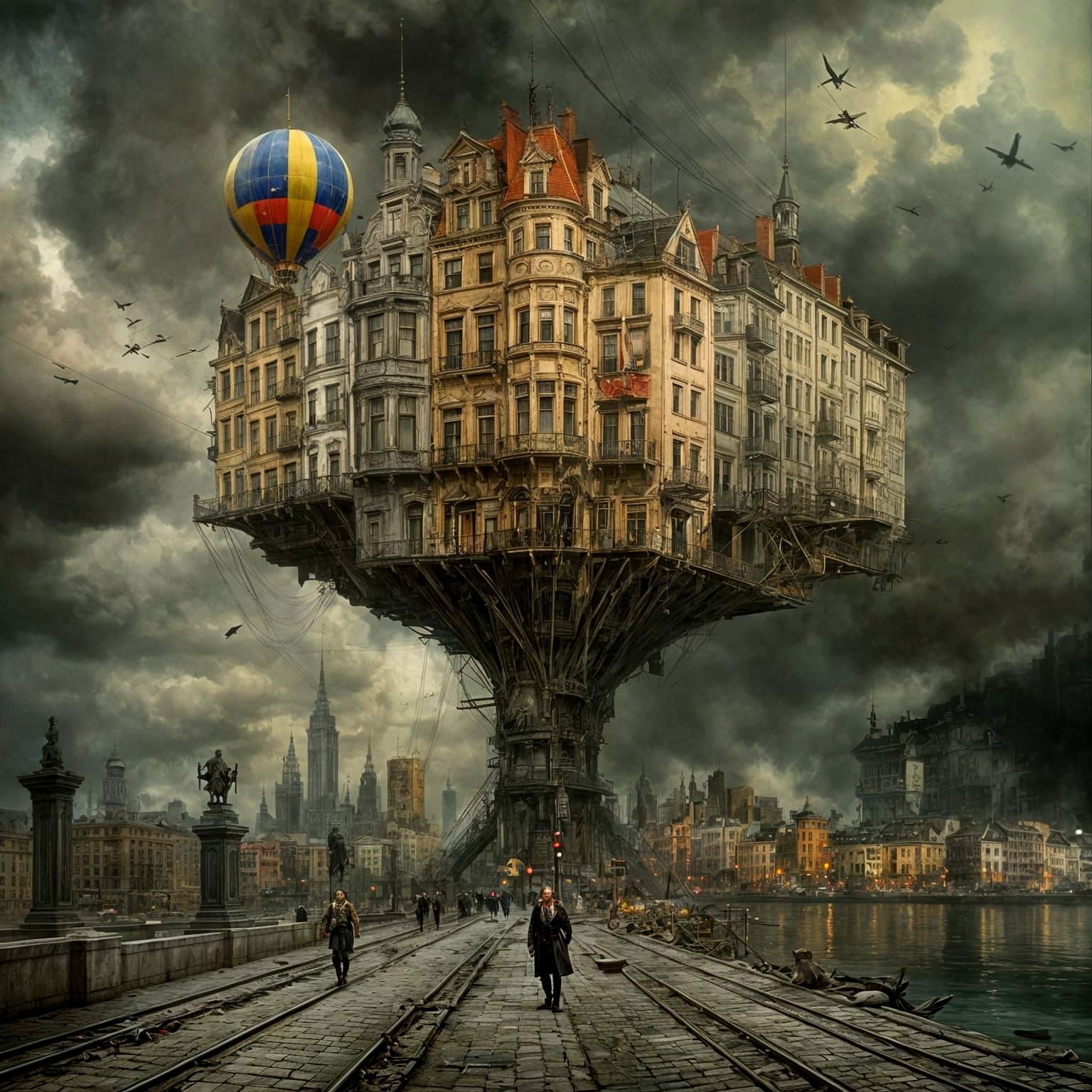 Dark Fantasy Cityscape at Sunset